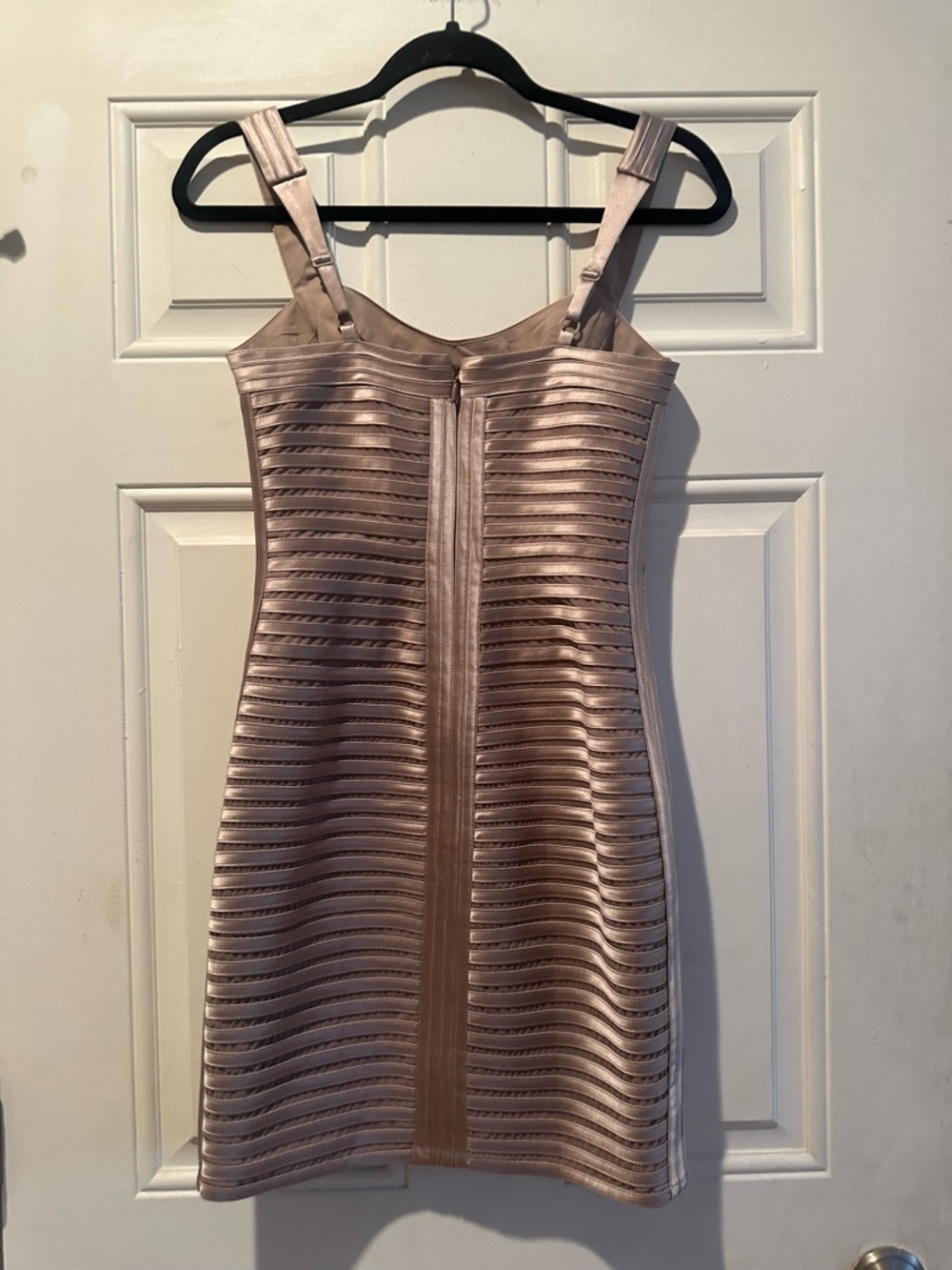 BCBGMaxAzria Metallic Taupe Strappy Mini Dress - Picture 8 of 15